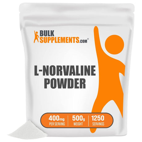 BULYAXIA L-Norvaline Powder - Amino Acids Supplement for Energy, Nitric Oxide Supplement - Gluten Free - 400Mg per Serving, Multiple Servings (500 Grams - 1.1 Lbs)