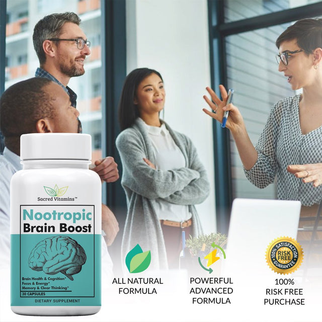 Premium Brain Booster Nootropic for Energy, Focus, Cognition, Memory Support, and Mood Boost - Complete Brain Supplement for Men and Women - 60 Dietary Capsules