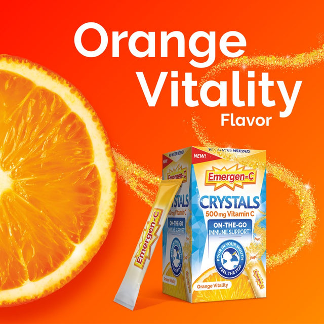 Emergen-C Crystals, On-The-Go Emergen-C Immune Support, Orange Vitality - 28 Stick Packs