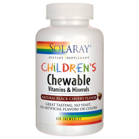 Solaray Childrens Vitamins & Minerals Complete Multivitamin for Kids Great Black Cherry Flavor (076280047974) (120 Chews, 60 Serv)