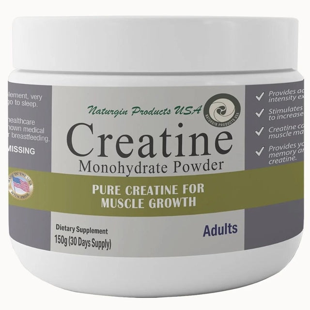 Naturgin Products USA Pure Creatine Monohydrate Powder without Flavor, Muscle Recovery, Metabolism Booster Dietary Supplements - 150G