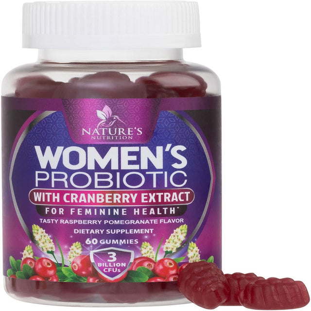 Probiotics for Women Gummy with Cranberry, 3 Billion CFU Guaranteed with 6 Diverse Strains, Womens Probiotic Gummies for Digestive, Vaginal Ph, Urinary & Immune Health Support, Non-Gmo - 60 Gummies