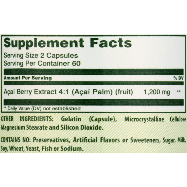 Herbal Secrets Acai 600 Mg 120 Capsules