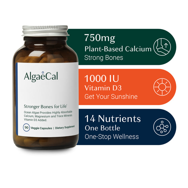 Algaecal Organic Calcium Supplement with Vitamin D3 (1000 IU), 90 Count