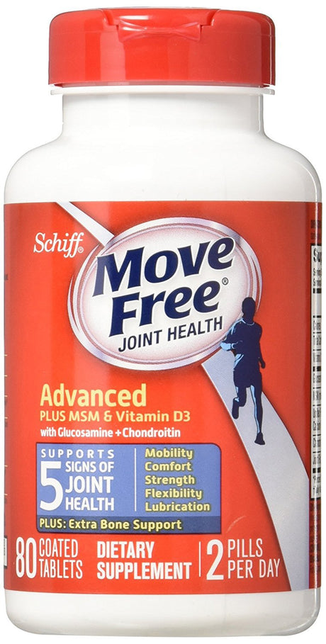 Move Free Advanced plus MSM and Vitamin D3, 80 Tablets - Joint Health Supplement with Glucosamine and Chondroitin