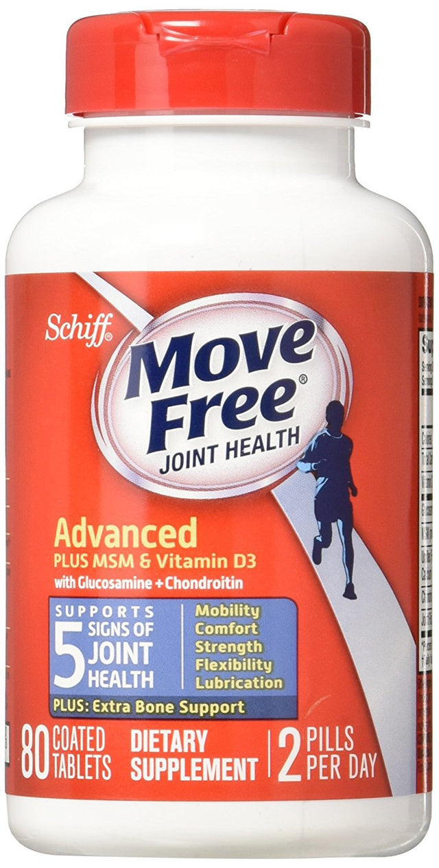 Move Free Advanced plus MSM and Vitamin D3, 80 Tablets - Joint Health Supplement with Glucosamine and Chondroitin