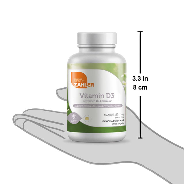 Vitamin D3, Advanced D3 Formula, 125 Mcg (5,000 IU), 250 Softgels, Zahler