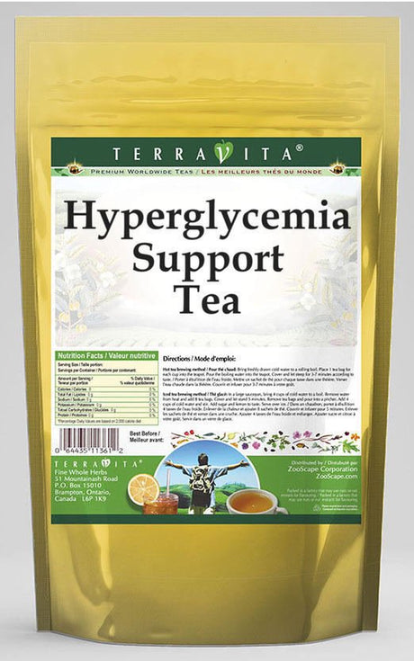 Terravita Hyperglycemia Support Tea - Glucomannan and Eleuthero, (Herbal Tea Bags, 50 Tea Bags, 1-Pack, Zin: 513966)