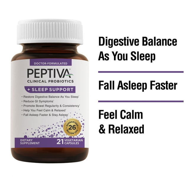 Peptiva Probiotics + Sleep Support, 26 Billion Cfus, Multi-Strain Probiotics, 21 Count