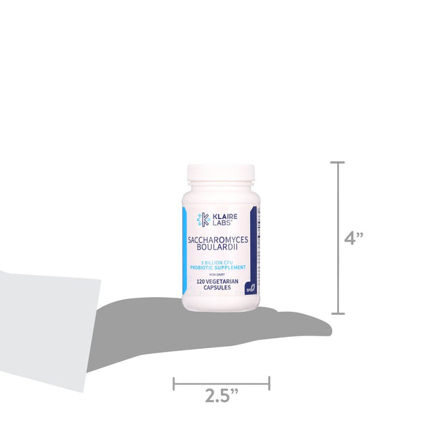 Klaire Labs Saccharomyces Boulardii Probiotic - Acid Resistant & Shelf-Stable Probiotic Supplement to Help Support Healthy Yeast Balance, Immune & Digestive Health - Hypoallergenic, Dairy-Free (120Ct)