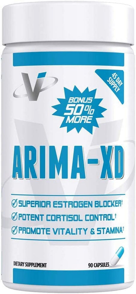 VMI Sports | Arima-Xd | Estrogen Blocker for Men and Women | Aromatase Inhibitor | Cortisol Blocker | PCT Supplement for Balanced Testosterone & Estrogen Hormone Levels (Bonus Size - 90 Capsules)