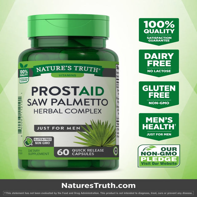 Nature'S Truth Prostaid | 60 Capsules | Prostate Health Supplement for Men | Saw Palmetto Herbal Complex | Non-Gmo, Gluten Free