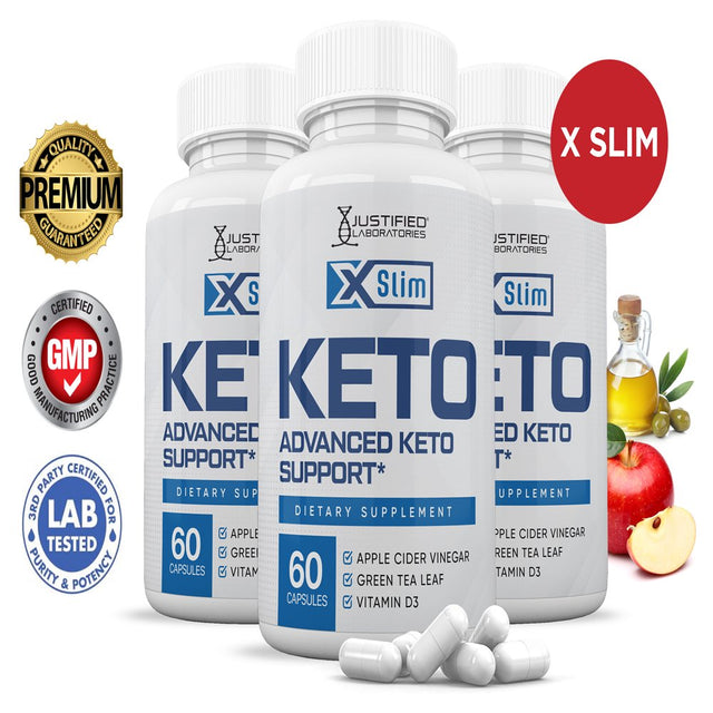 (3 Pack) Xslim Keto ACV Pills 1275Mg Alternative to Gummies Dietary Supplement 180 Capsules