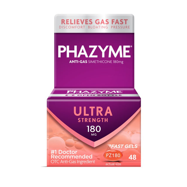 Phazyme Ultra Strength Gas & Bloating Relief, Works in Minutes, 48 Fast Gels