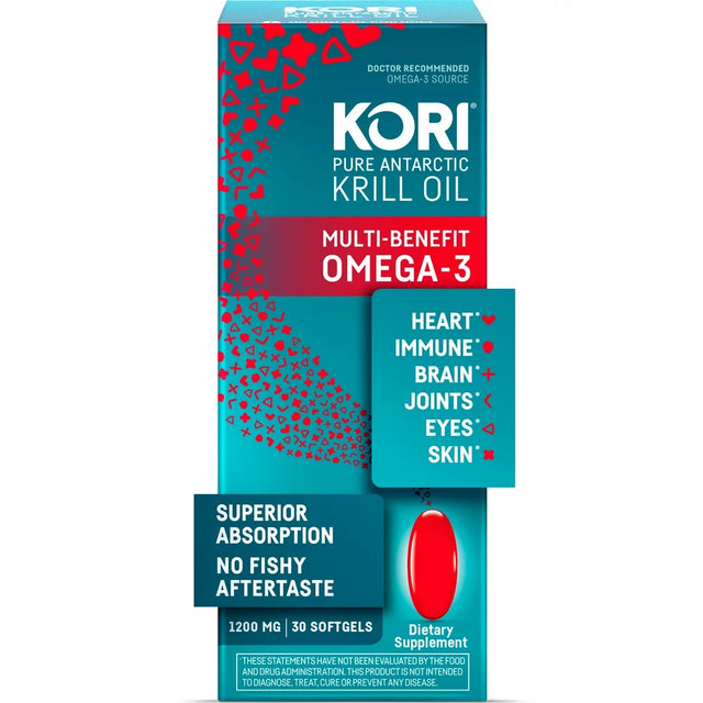 Kori Krill Oil Multi Benefit Omega-3, Dietary Supplement for Heart, Brain, Joint, Eye and Skin Health, 30 Count