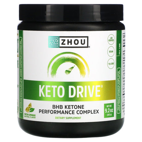 Zhou Nutrition, Keto Drive, Matcha Lemonade, 9.2 Oz (263 G)