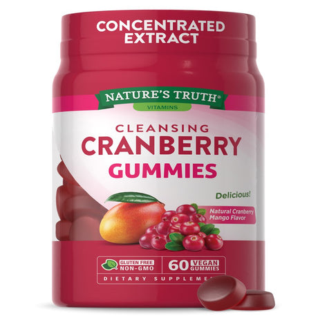 Cranberry Gummies | 60 Count | Vegan, Non-Gmo & Gluten Free Supplement | Supports Urinary Tract Health | Cranberry Mango Flavor | by Nature'S Truth