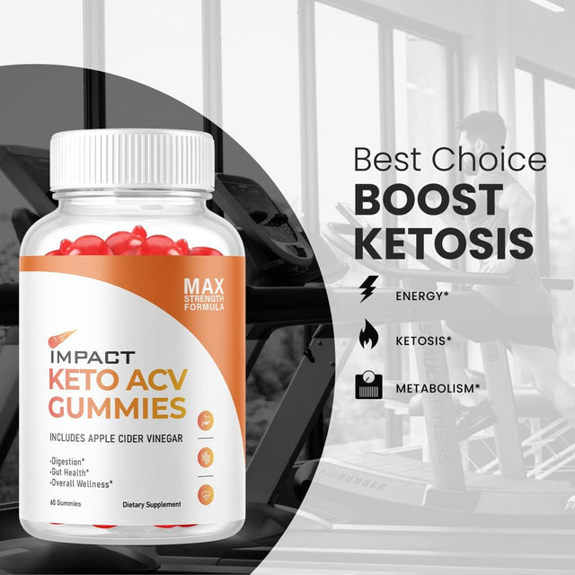 (3 Pack) Impact Keto ACV Gummies - Supplement for Weight Loss - Energy & Focus Boosting Dietary Supplements for Weight Management & Metabolism - Fat Burn - 180 Gummies