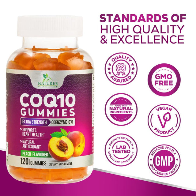 Coq10 Gummies, Coq10 100 Mg Supplement for Heart Health Support & Cellular Energy Production - Gluten Free Vegan & Non-Gmo Antioxidant with Max Absorption Coenzyme Q10 Gummy Supplements - 120 Gummies