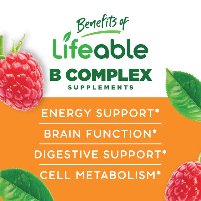 Lifeable Sugar Free B Complex, with 6 B Vitamin Supplements - for Men and Women - 90 Gummies