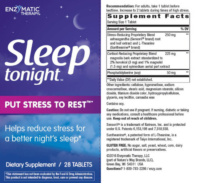 Enzymatic Therapy Sleep Tonight, Stress-Reducing Sleep Aid, 28 Tablets