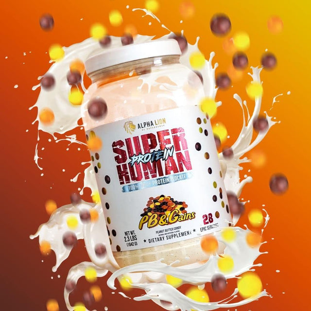 ALPHA LION Superhuman Whey Protein Powder, Great Tasting Pure Whey Protein Isolate, Low Carb, Low Sugar, No Bloat Post Workout, Muscle Recovery & Growth (28 Servings, PB & Gains)