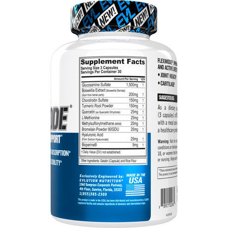 Evlution Nutrition High Absorption Joint Support Supplement - Flexmode Joint Supplement with Advanced Joint Vitamins Including Glucosamine Chondroitin MSM Boswellia and Hyaluronic Acid - 30 Servings