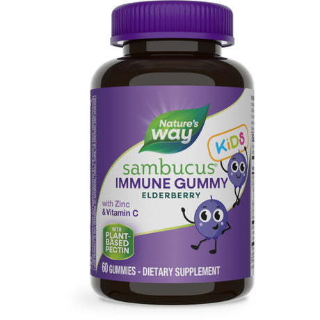 Nature’S Way Sambucus Immune Gummies for Kids, with Elderberry, Vitamin C and Zinc, Unisex, 60 Ct