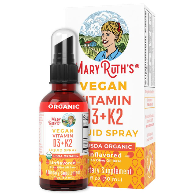 Maryruth Organics Vitamin D3+K2 Spray | K2 D3 Vitamin Liquid Supplement for Adults & Kids | Vegan | Non-Gmo | Gluten Free | 1 Fl Oz