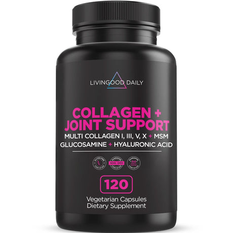 Livingood Daily Collagen Peptides Capsules + Joint Support Supplements for Men & Women, 120 Ct