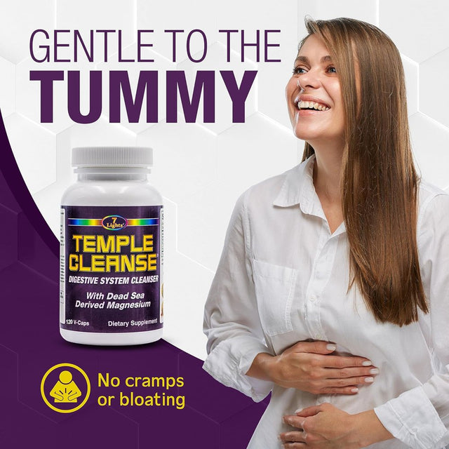 Temple Cleanse Magnesium Oxygen Based Colon Cleanse Detox Relieves Occasional Constipation with No Gas or Bloating - 120 Capsules