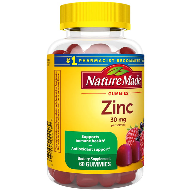 Nature Made Extra Strength Zinc Gummies 30 Mg, Dietary Supplement for Immune Health, 60 Count