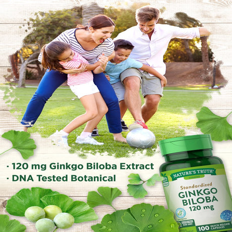 Ginkgo Biloba 120Mg | 100 Capsules | plus Bacopa Monnieri | Standardized Extract | Non-Gmo, Gluten Free | by Nature'S Truth