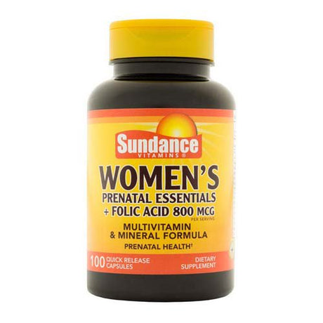 Sundance Prenatal Vitamins and Minerals Quick Release Capsules for Womens, 100 Ea, 2 Pack