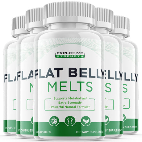 (5 Pack) Flat Belly Melts - Keto Weight Loss Formula - Energy & Focus Boosting Dietary Supplements for Weight Management & Metabolism - Advanced Fat Burn Raspberry Ketones Pills - 300 Capsules