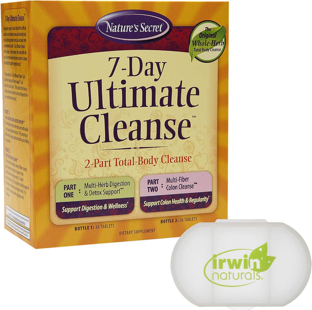 Nature'S Secret 7 Day Ultimate Cleanse - 2 Part Total Body Cleanse Promotes Healthy Digestion & Elimination with Multi-Herb Detox Blend & Multi-Fiber Colon Cleanse, 72 Tablets, with a Pill Case