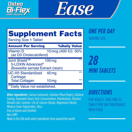 Osteo Bi-Flex Ease with Vitamin D, Joint Health Supplements, Mini-Tablets, 28 Count