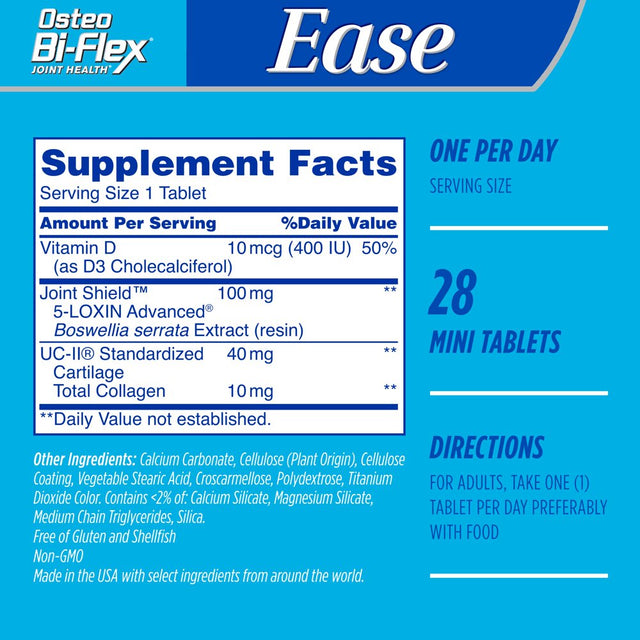 Osteo Bi-Flex Ease with Vitamin D, Joint Health Supplements, Mini-Tablets, 28 Count