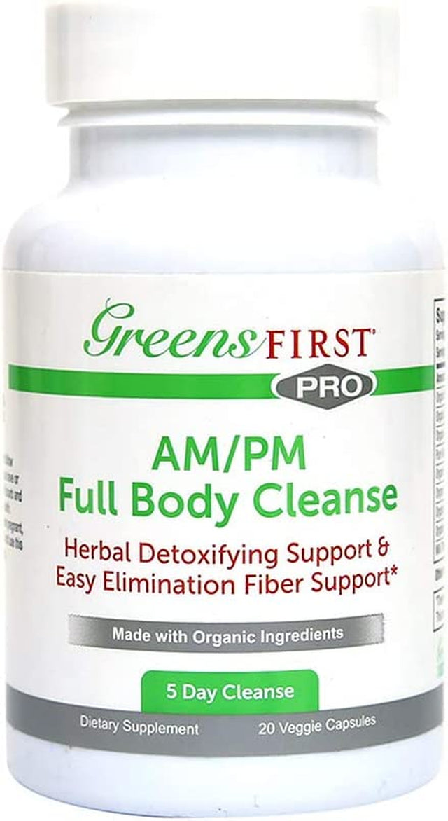 Greens First Full Body AM/PM Cleanse, 20 Veggie Capsules – Supplement for Natural Detox of Toxins – Full Intestinal & Constipation Relief – Digestive Health Capsule