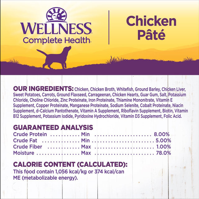 Wellness Complete Health Natural Wet Canned Dog Food, Chicken & Sweet Potato, 12.5-Ounce Can (Pack of 12)