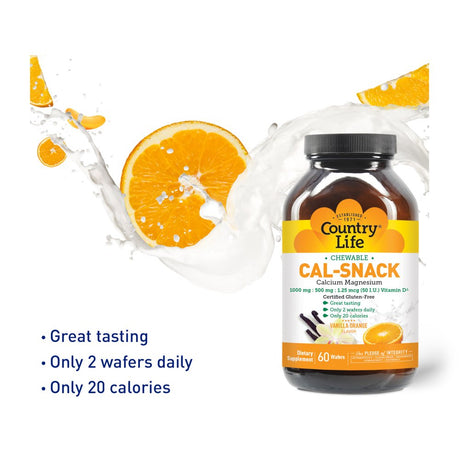 Country Life Cal Snack (Calcium W/Magnesium)-Vanilla/Orange 60 Chewable