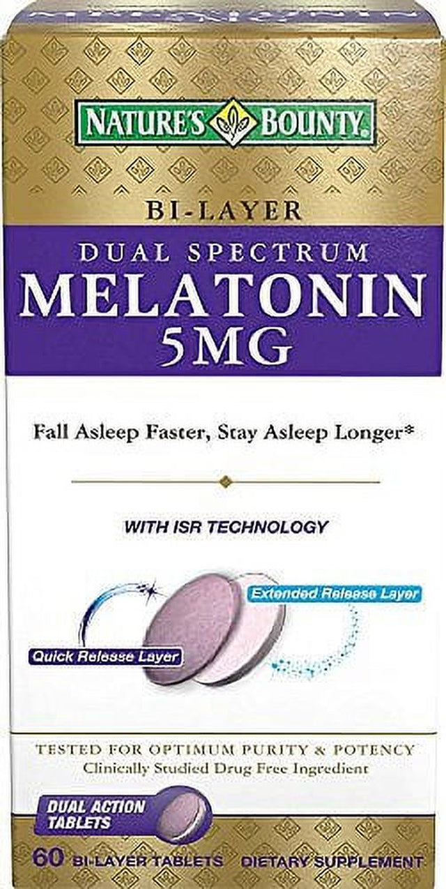 Nature'S Bounty Dual Spectrum Melatonin Sleep Faster & Longer 60 Ct, 2-Pack