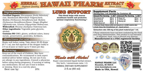 Lung Support Tincture, Certified Organic and Wild Harvested Elecampane, Horehound, Mullein, Pleurisy Root, Mullein, Ginger, Licorice Liquid Extract, Lung Support, Herbal Supplement 2 Oz