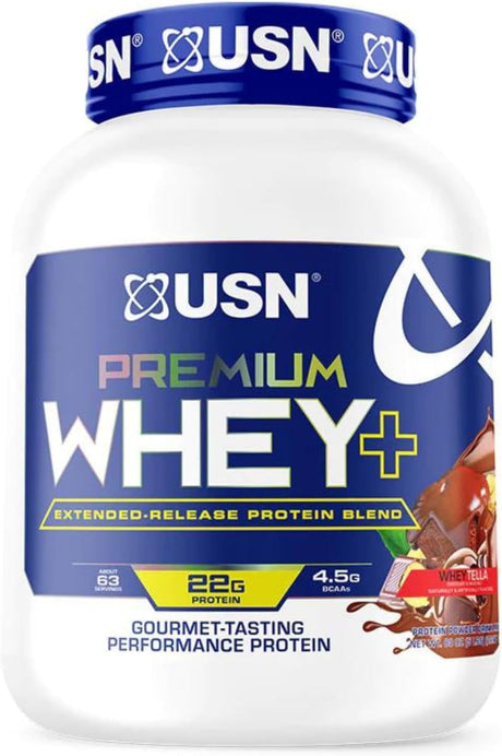 USN Nutrition Premium Whey+ Protein Powder | Extended Release Protein Blend | 22G Protein & 4.5G Naturally Occurring Bcaas | 5Lbs (Wheytella)