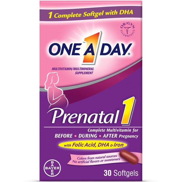 One a Day Women'S Prenatal Multivitamin with Folic Acid, DHA and Iron, 30 Ct