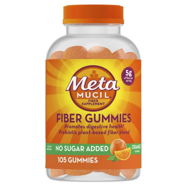 Metamucil Daily Fiber Supplements, Fiber Gummies for Digestive Health, Plant-Based Fiber, 105 Ct