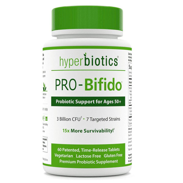 Hyperbiotics Pro-Bifido Probiotic Support for Ages 50+ - 7 Targeted Strains, Time Released, Digestive Aid & Overall Health Support - 60 Tablets