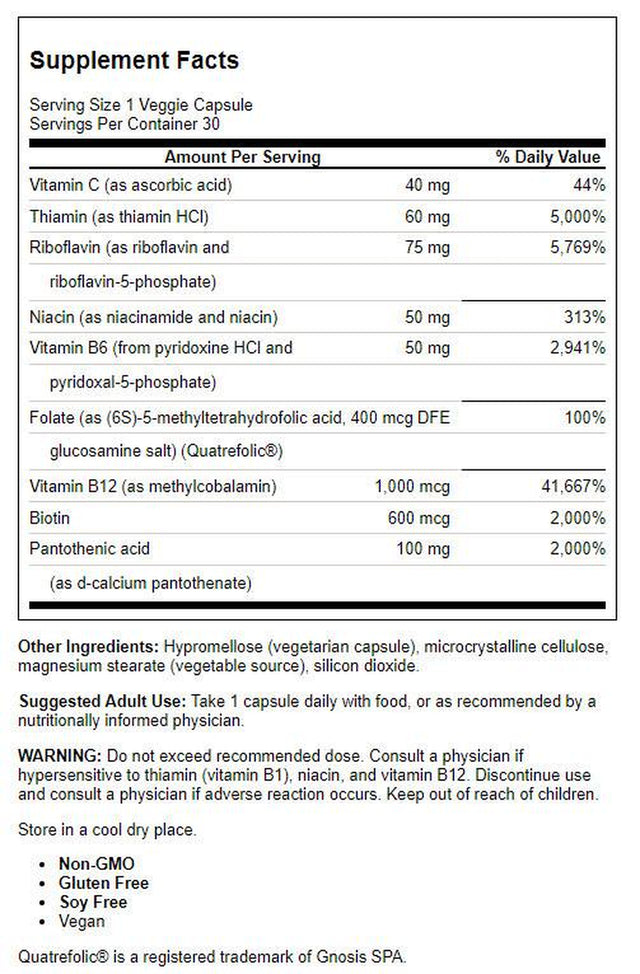 Doctor'S Best Fully Active B Complex, Non-Gmo, Gluten Free, Vegan, Soy Free, Supports Energy Production, 30 Veggie Caps