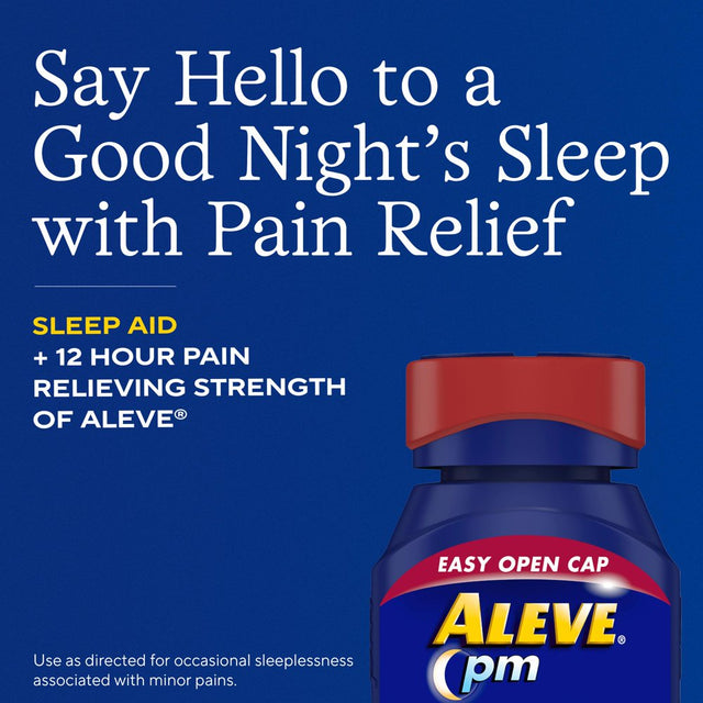 Aleve PM Easy Open Cap Pain Reliever & Nighttime Sleep Aid Caplets, 80 Count