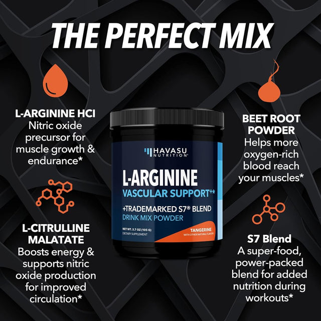 Havasu L-Arginine Powder - Pre-Workout Supplement, Tangerine 3.7Oz